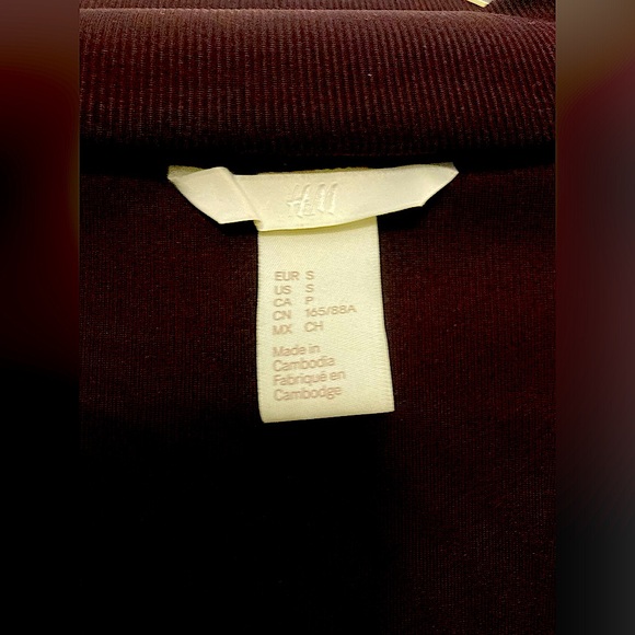 H&M Dark Purple Blouse Choker Neck Long Sleeve Deep V - Picture 4 of 5